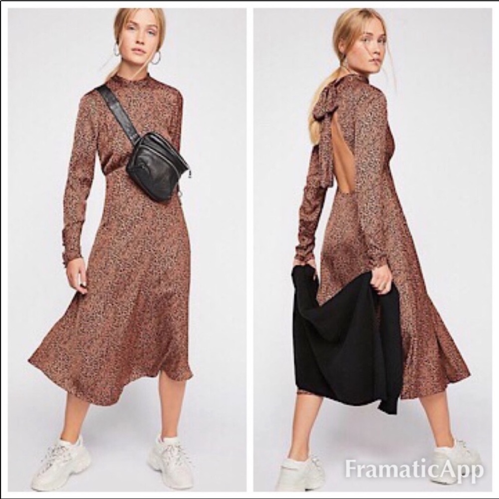 Free People Loveless Leopard Printed Midi Dress